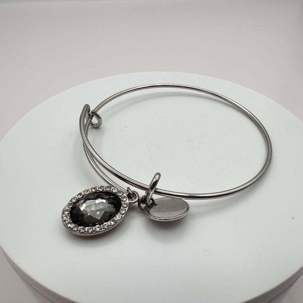 Vintage 90s Silver Tone Rhinestone Glass Bracelet Charm Women's Classic Jewelry